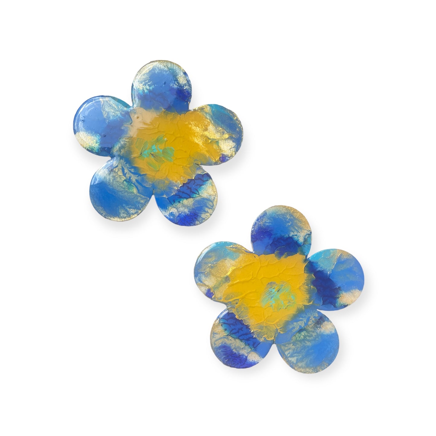 Big Flower painted wooden earrings