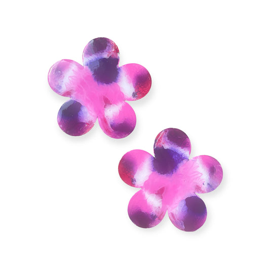 Big Flower painted wooden earrings