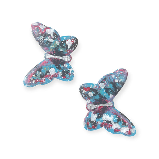 Butterfly painted wooden earrings