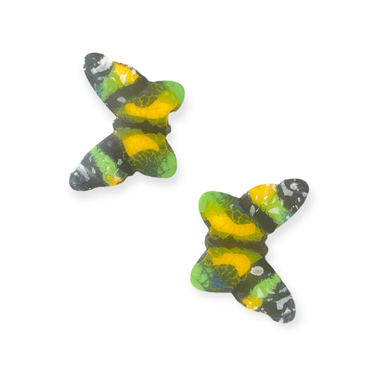 Butterfly painted wooden earrings