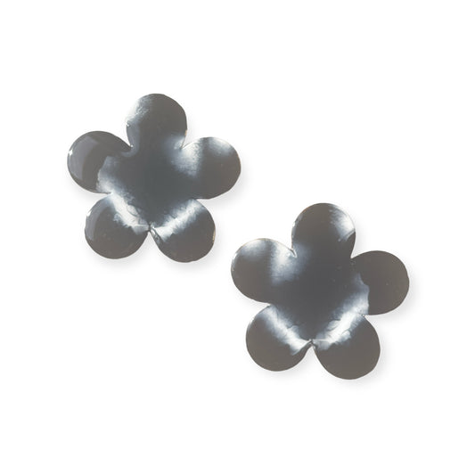 Large Flower painted wooden earrings