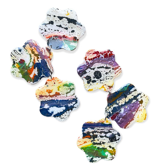 Art splatter flower earrings