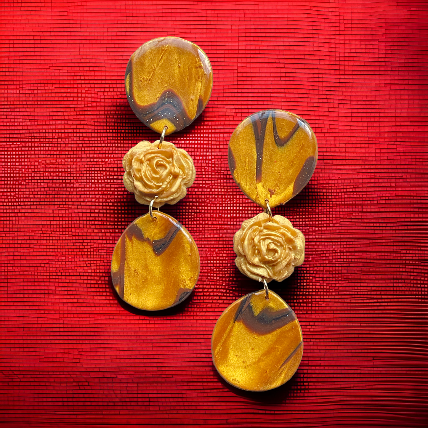 Golden rose earrings