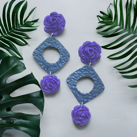 Duo rose earrings