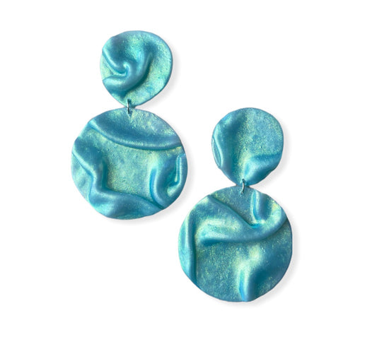 Baby blue silk earrings