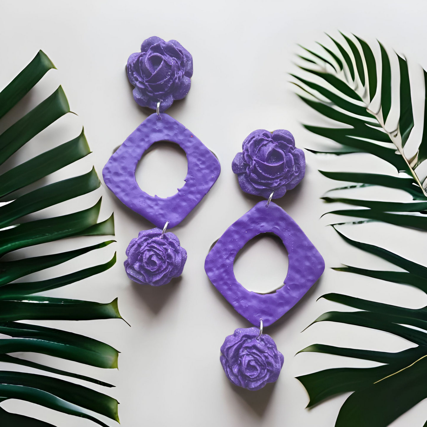 Duo rose earrings