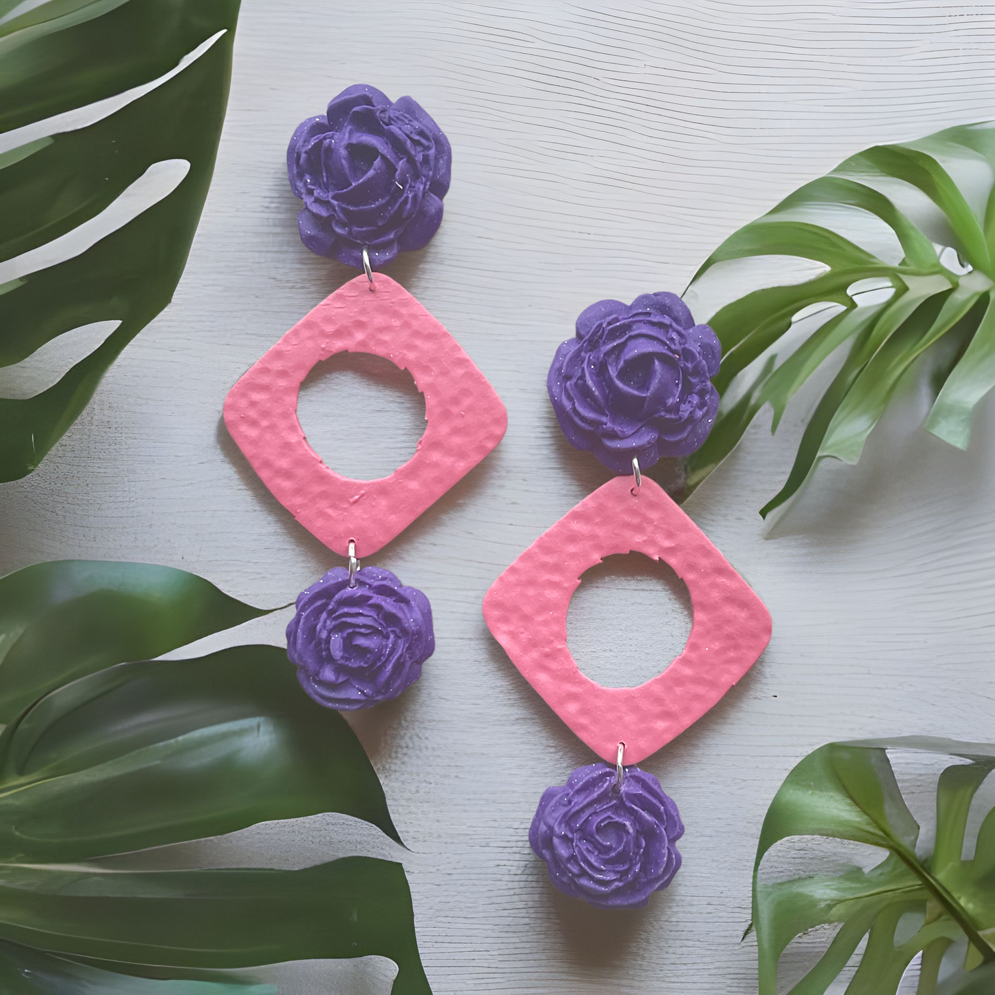 Duo rose earrings