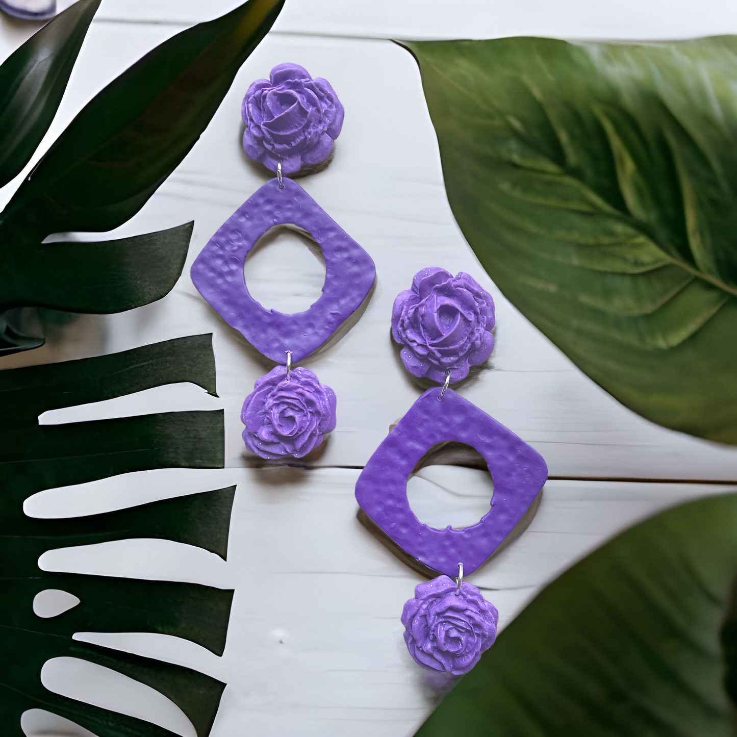 Duo rose earrings