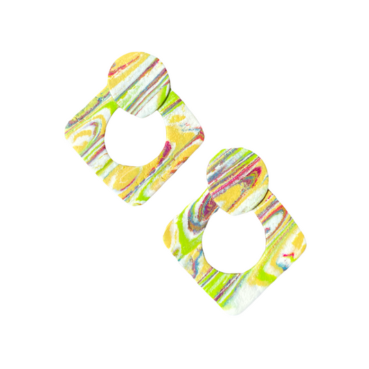 Yellow marble earrings