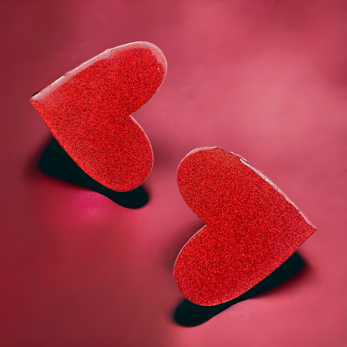Red Glitter heart earrings