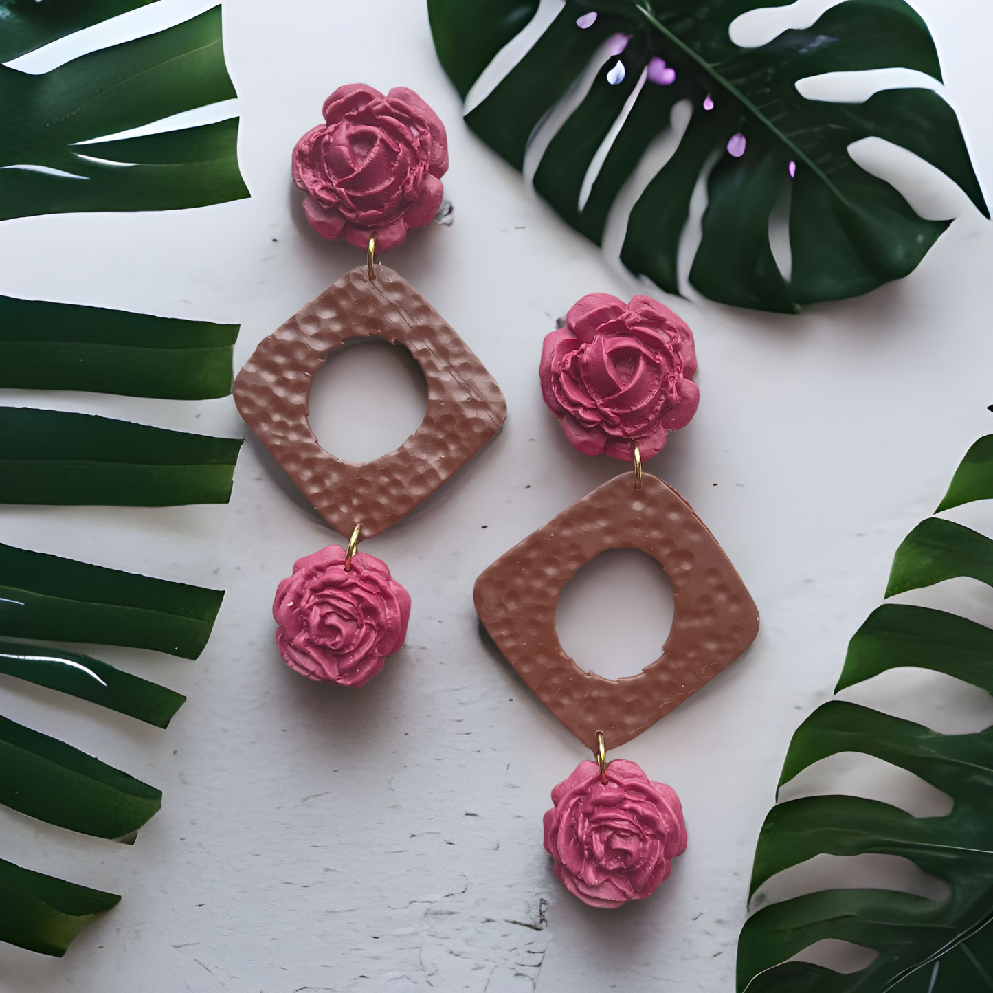 Duo rose earrings