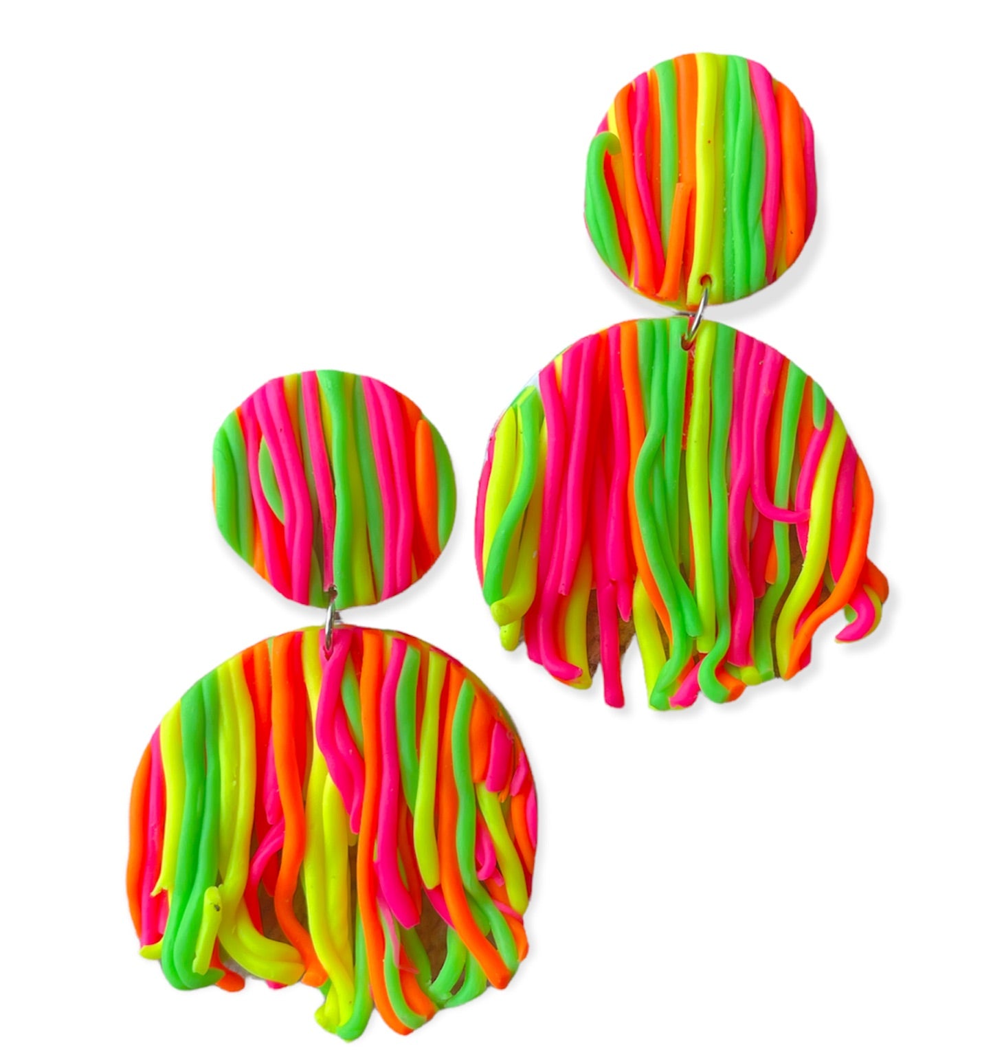 Neon fringe earrings