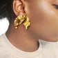 Gold silk moon earrings
