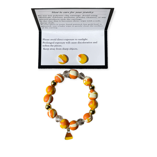 Candy corn bracelet and earring set