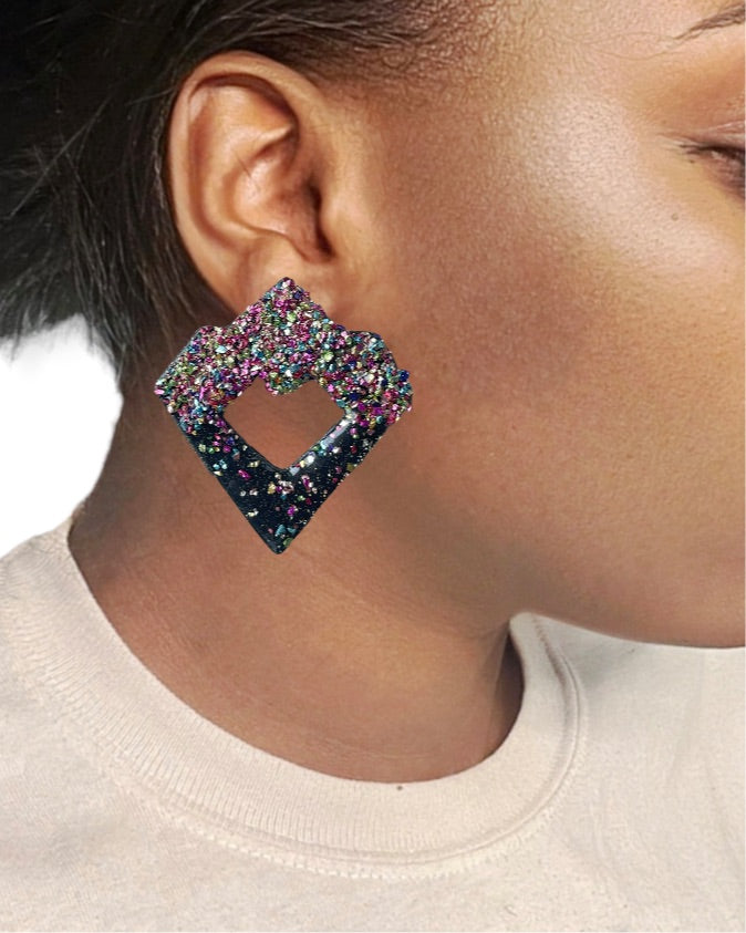 Razzle Black rainbow earrings