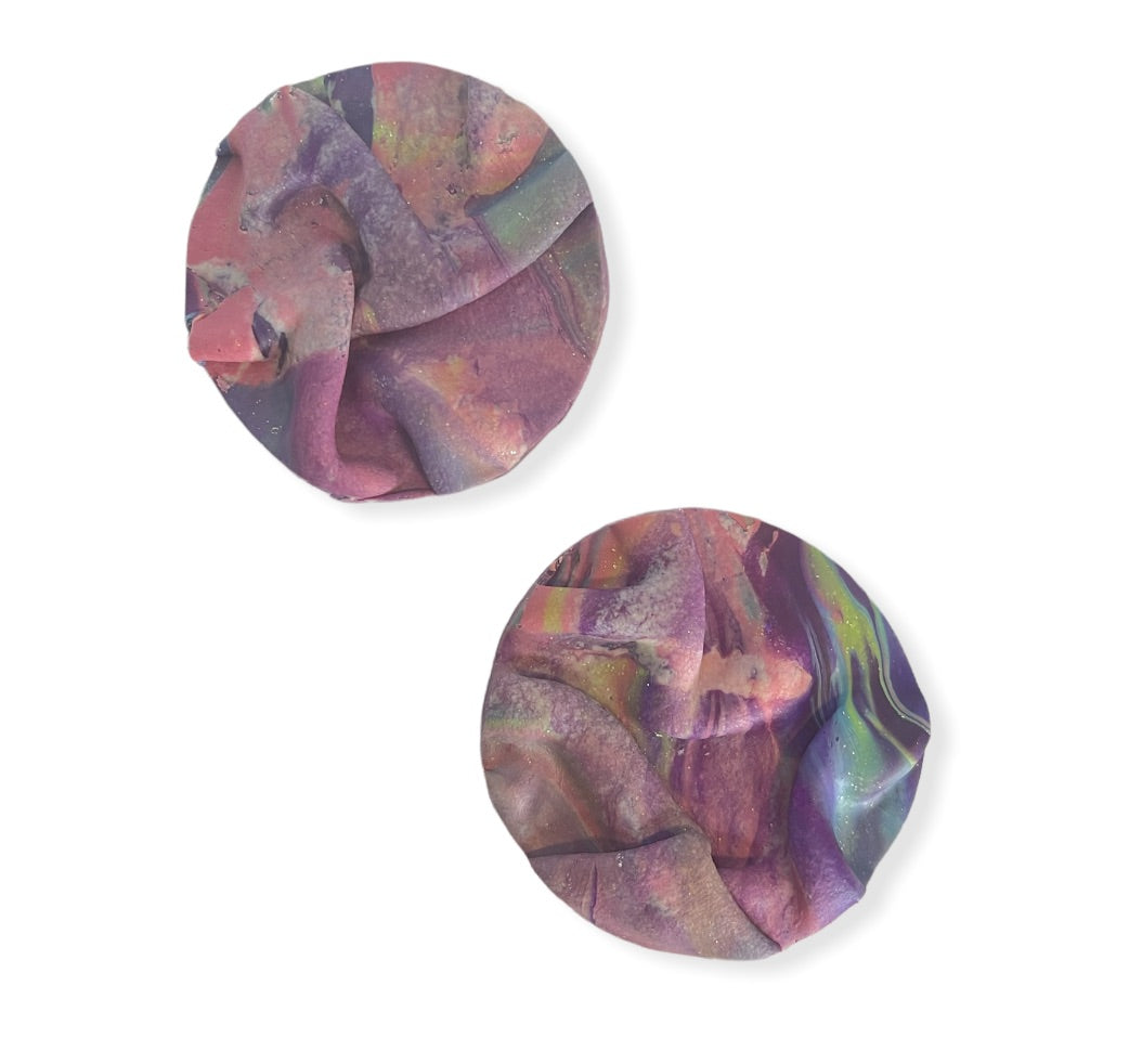 Silk round earrings