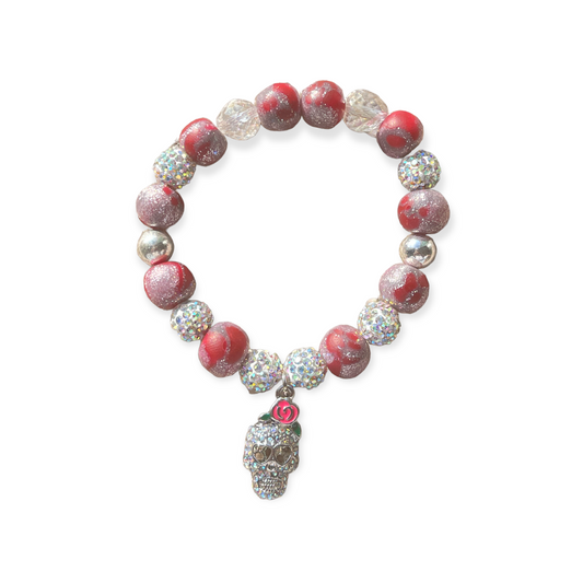 Studded skull and rose bracelet