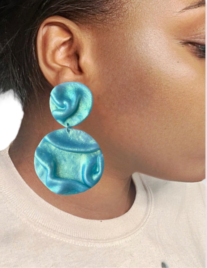 Baby blue silk earrings