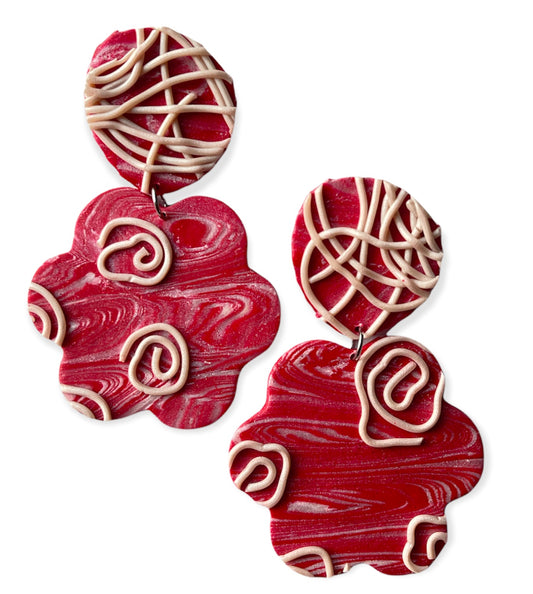 Red marble earrings