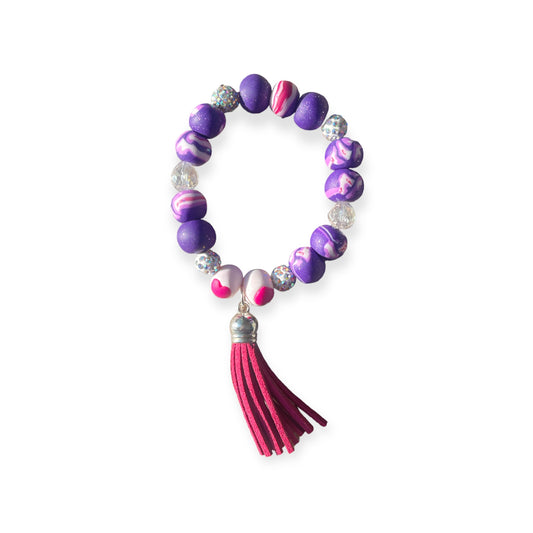 Purple and pink tassel jewel bracelet