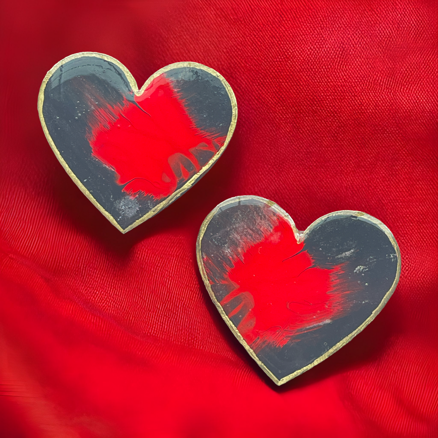 Heart wooden earrings