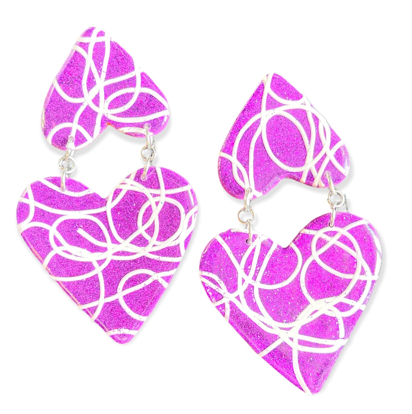 Purple laced heart earrings