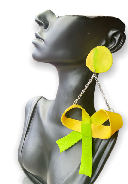 Lemon lime bow earrings