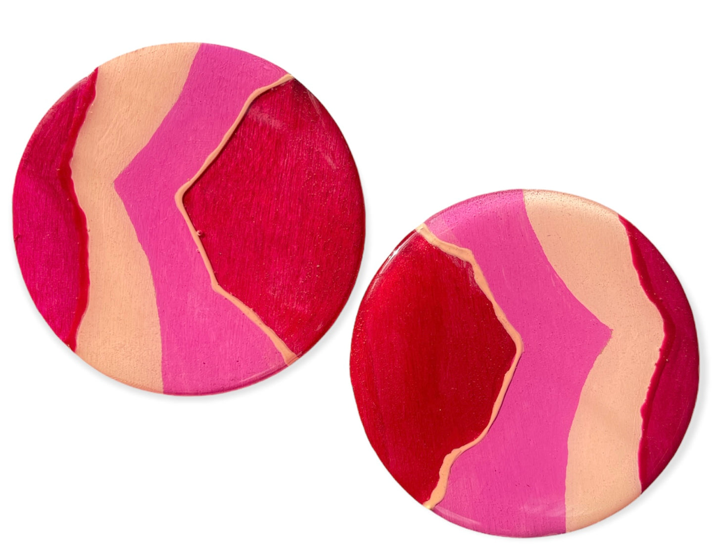 Monochromatic pink wooden earrings