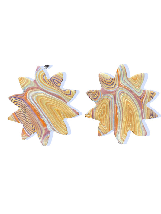 Colorful sunflower swirl earrings