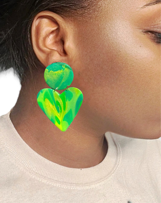 Green goblin earrings