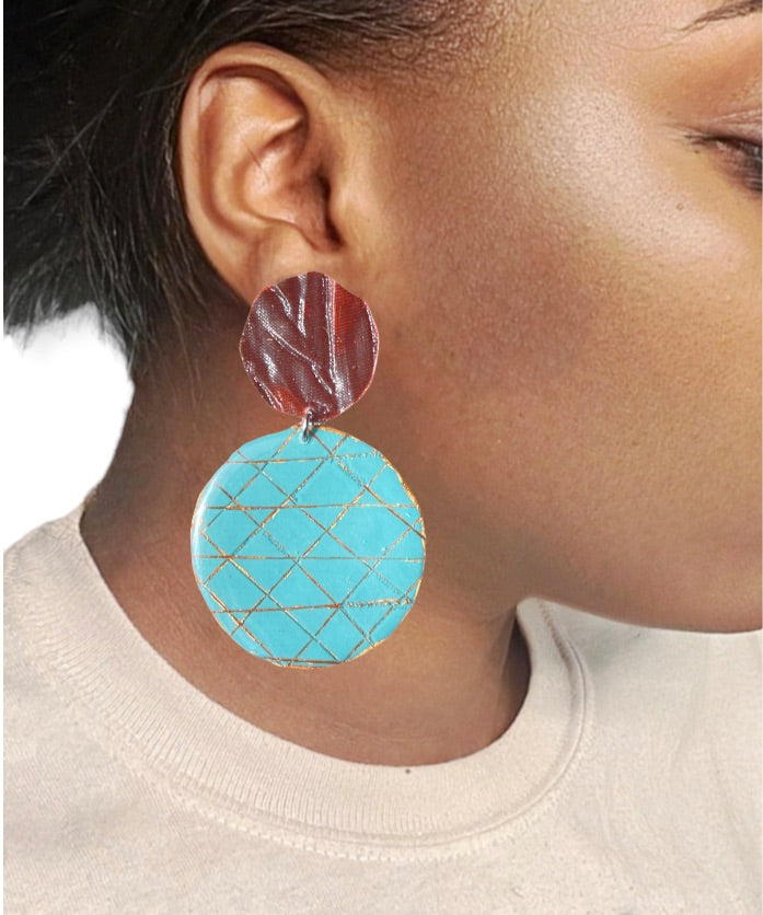 Rust and blue earrings