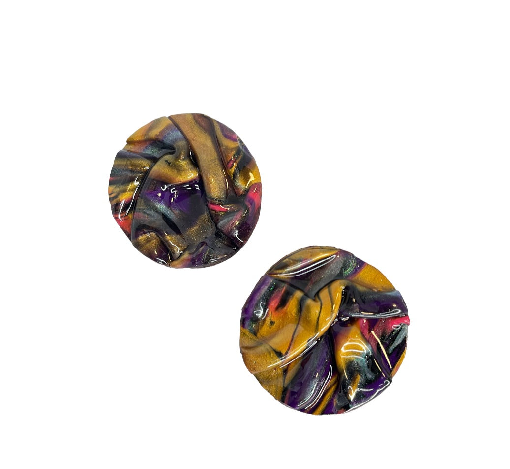 Silk round earrings