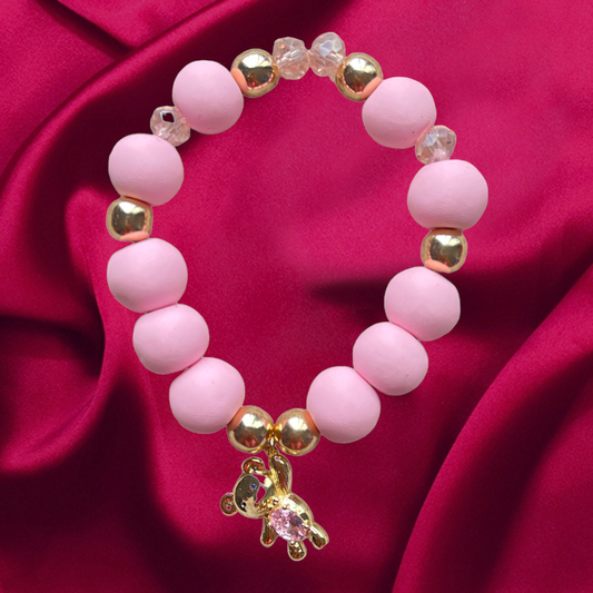 Pink teddy bear bracelet