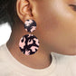 Brown and pink print earrings