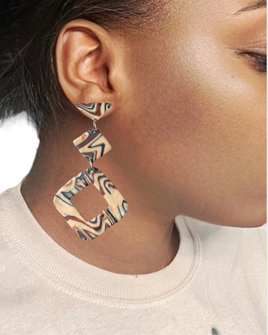 Brown stripes earrings