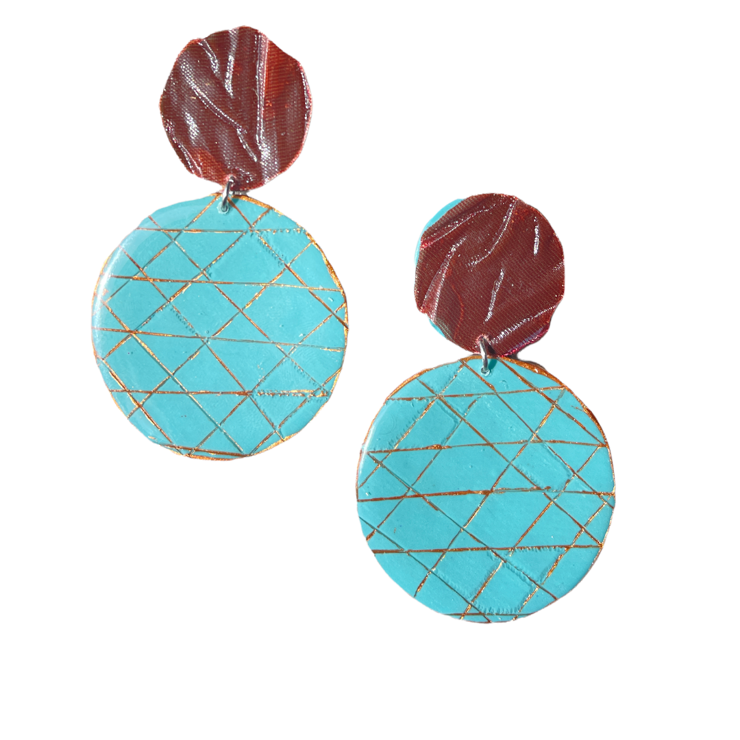 Rust and blue earrings